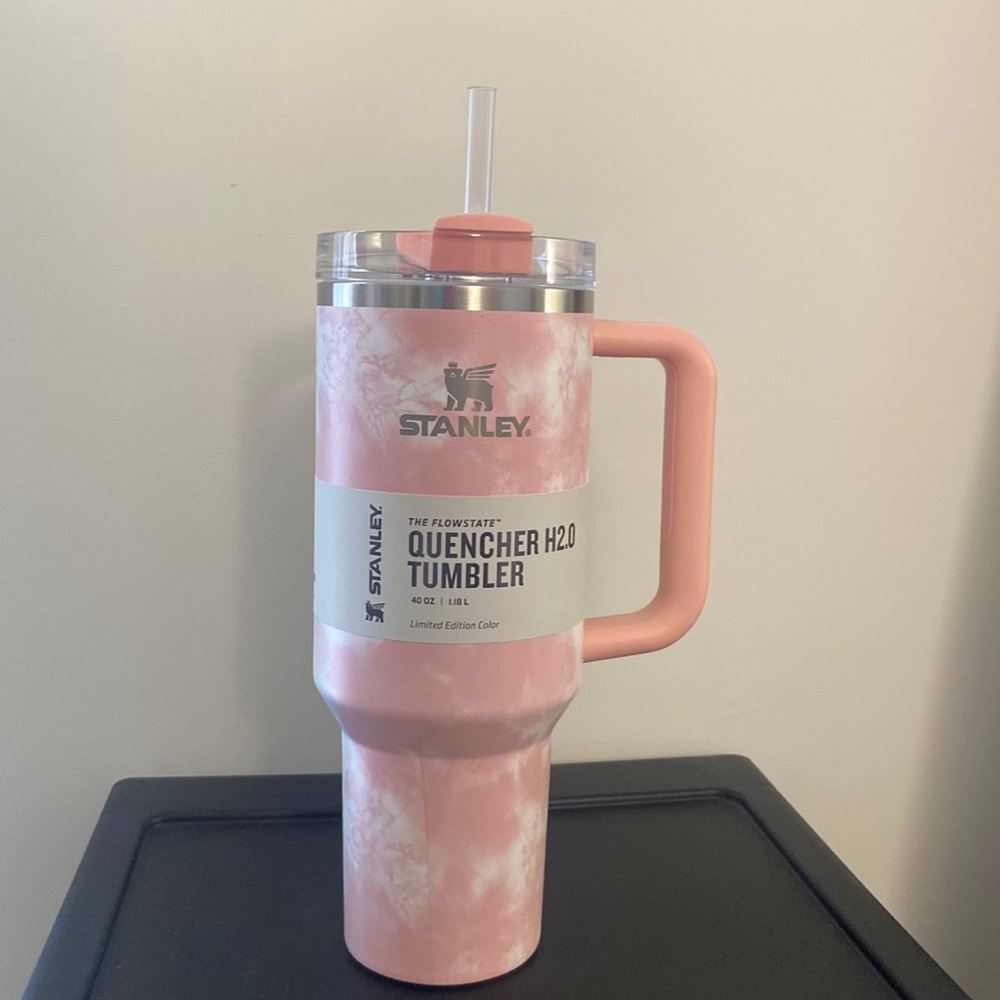 Peach tie dye Stanley cup